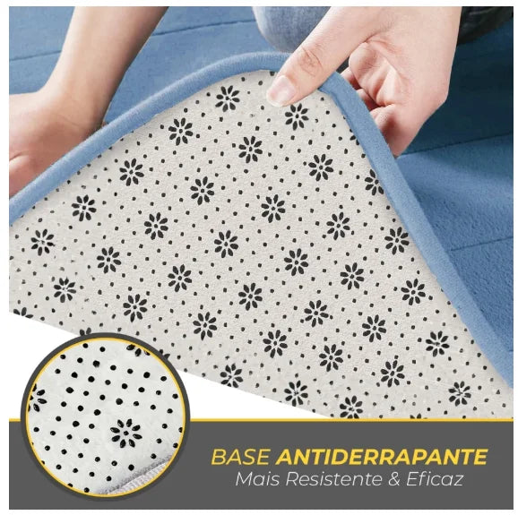 Tapete de banheiro antiderrapante com espuma viscoelástica e relevo